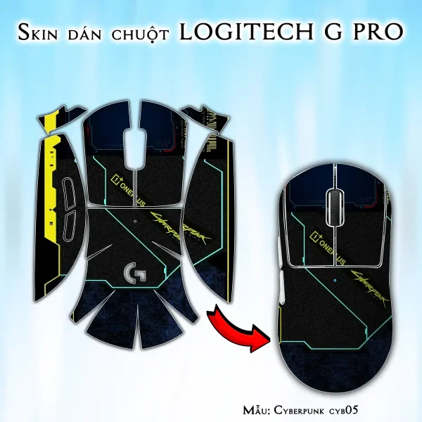 Skin dán chuột Logitech G Pro mẫu Cyberpunk cyb05