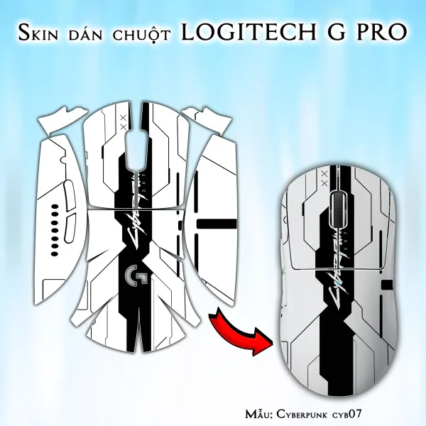 Skin dán chuột Logitech G Pro mẫu Cyberpunk cyb07