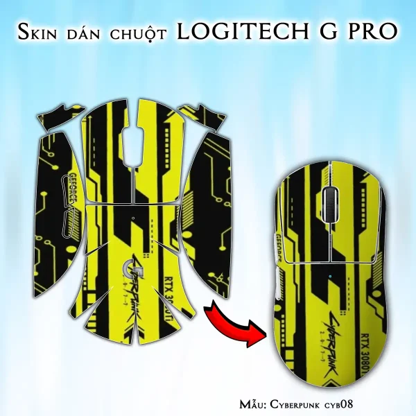 Skin dán chuột Logitech G Pro mẫu Cyberpunk cyb08