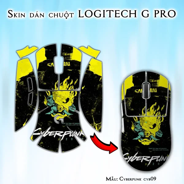 Skin dán chuột Logitech G Pro mẫu Cyberpunk cyb09