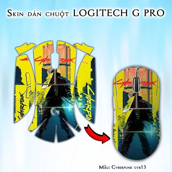 Skin dán chuột Logitech G Pro mẫu Cyberpunk cyb13