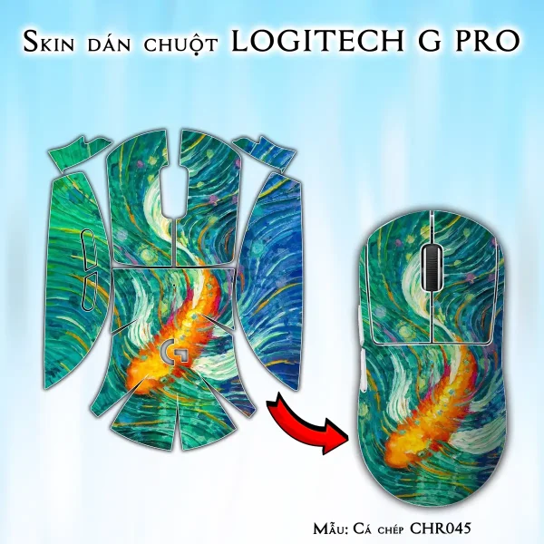 Skin dán chuột Logitech G Pro mẫu Cá chép CHR045