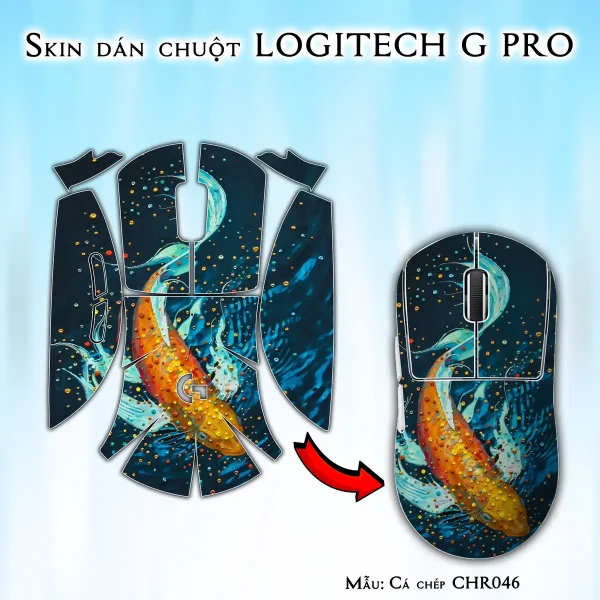 Skin dán chuột Logitech G Pro mẫu Cá chép CHR046