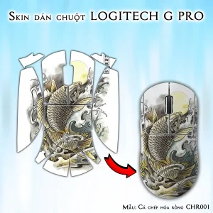 Skin dán chuột Logitech G Pro mẫu Cá chép hóa rồng CHR001