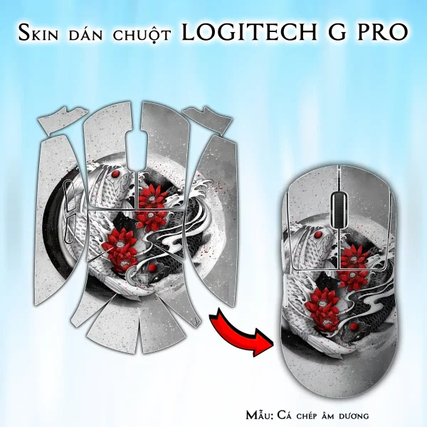 Skin dán chuột Logitech G Pro mẫu Cá chép âm dương
