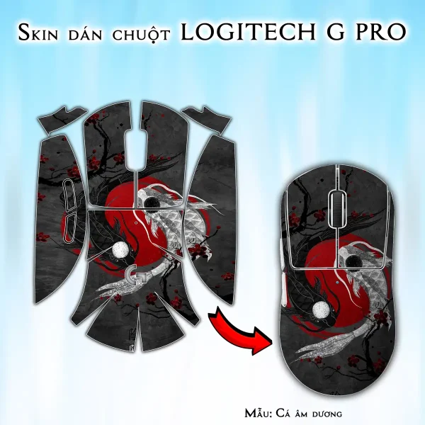 Skin dán chuột Logitech G Pro mẫu Cá âm dương