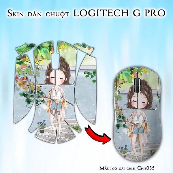 Skin dán chuột Logitech G Pro mẫu cô gái chibi Chib035
