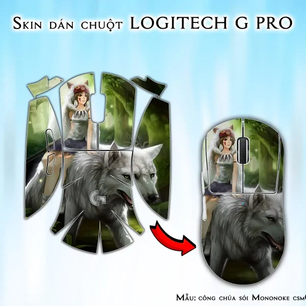 Skin dán chuột Logitech G Pro mẫu công chúa sói Mononoke csm001