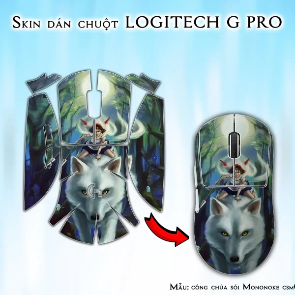 Skin dán chuột Logitech G Pro mẫu công chúa sói Mononoke csm002