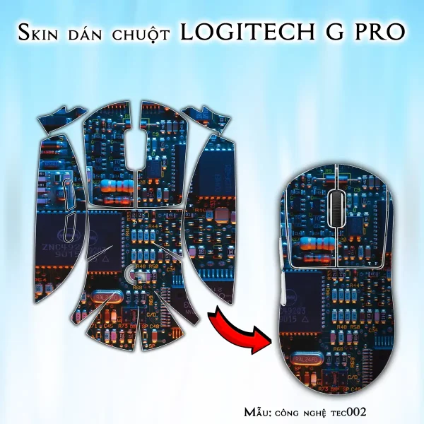 Skin dán chuột Logitech G Pro mẫu công nghệ tec002