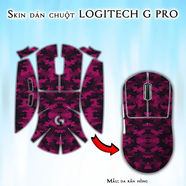 Skin dán chuột Logitech G Pro mẫu da rắn hồng