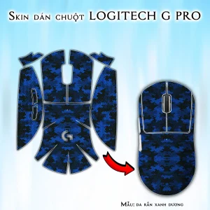 Skin dán chuột Logitech G Pro mẫu da rắn xanh dương