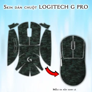 Skin dán chuột Logitech G Pro mẫu da rắn xanh lá
