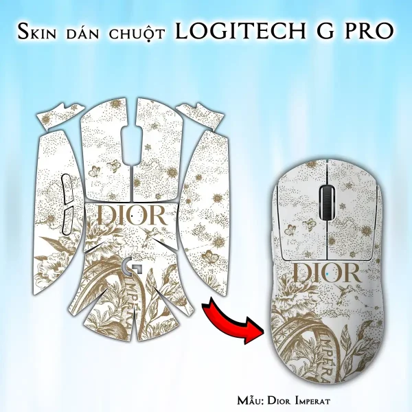 Skin dán chuột Logitech G Pro mẫu Dior Imperat