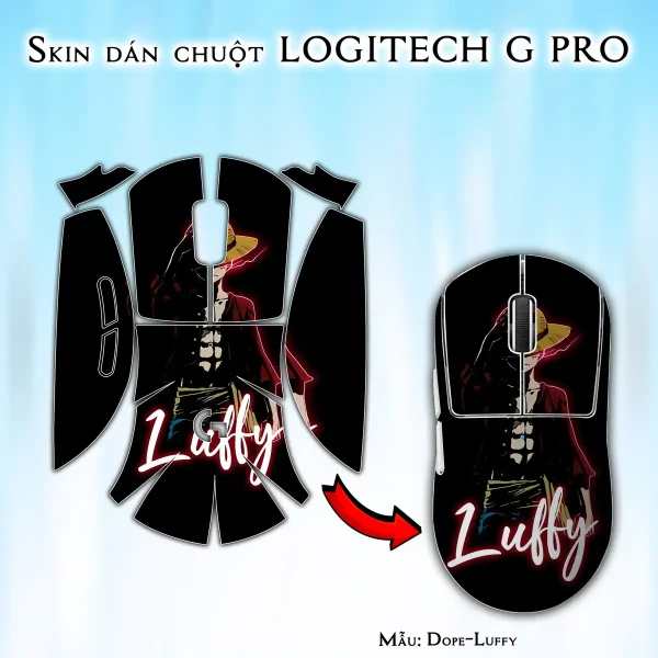 Skin dán chuột Logitech G Pro mẫu Dope-Luffy