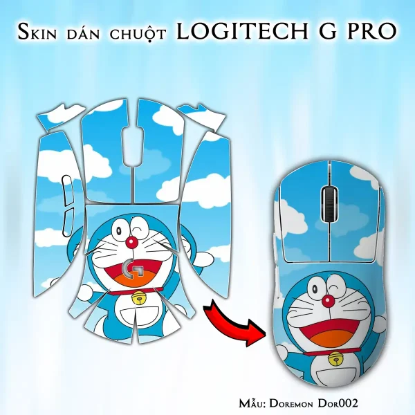 Skin dán chuột Logitech G Pro mẫu Doremon Dor002