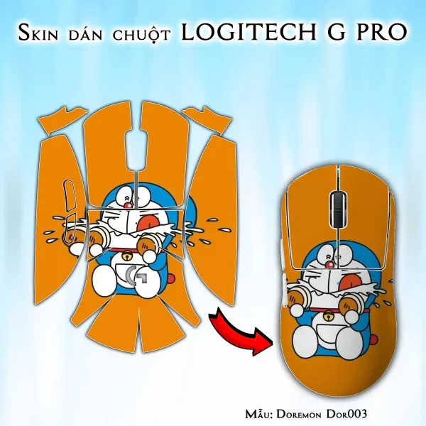 Skin dán chuột Logitech G Pro mẫu Doremon Dor003