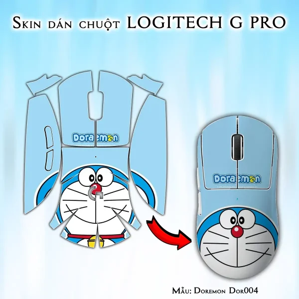 Skin dán chuột Logitech G Pro mẫu Doremon Dor004