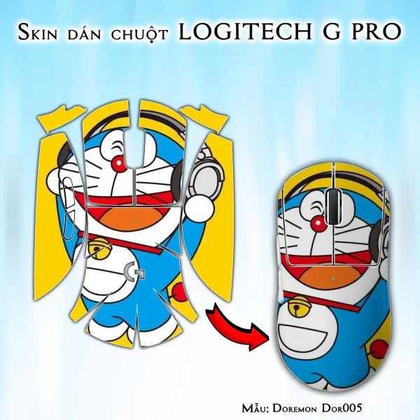 Skin dán chuột Logitech G Pro mẫu Doremon Dor005