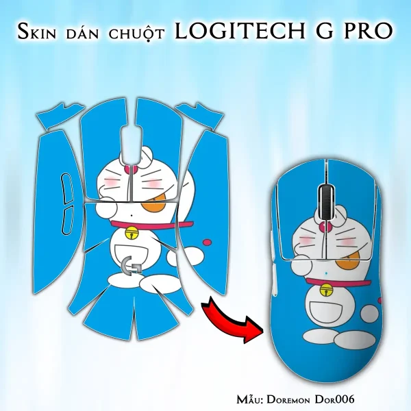Skin dán chuột Logitech G Pro mẫu Doremon Dor006