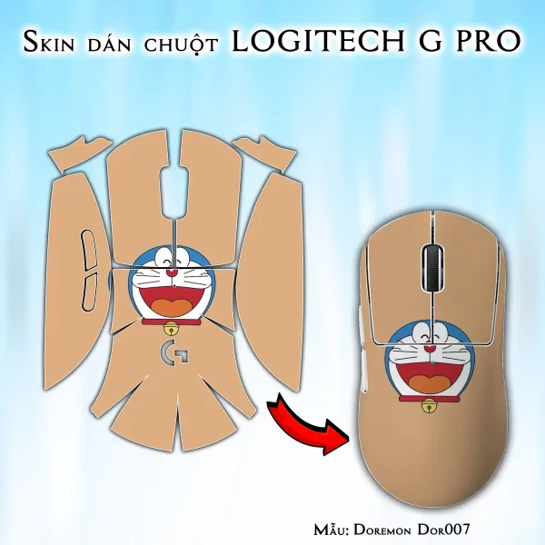 Skin dán chuột Logitech G Pro mẫu Doremon Dor007
