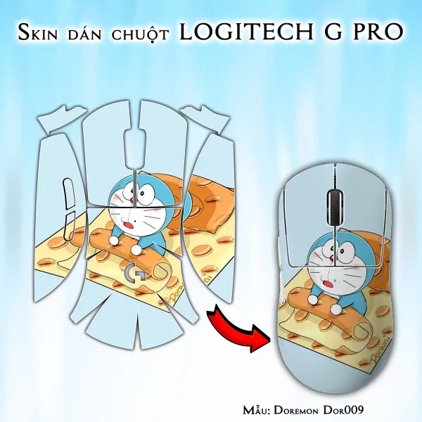 Skin dán chuột Logitech G Pro mẫu Doremon Dor009