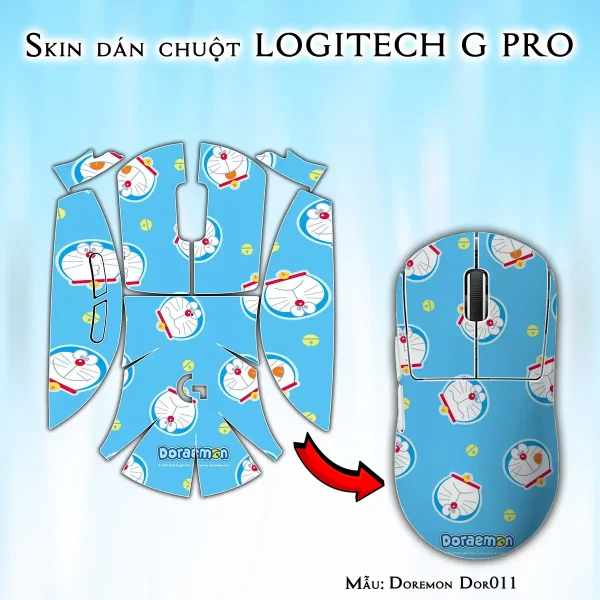 Skin dán chuột Logitech G Pro mẫu Doremon Dor011
