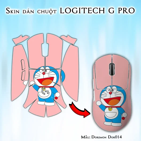 Skin dán chuột Logitech G Pro mẫu Doremon Dor014
