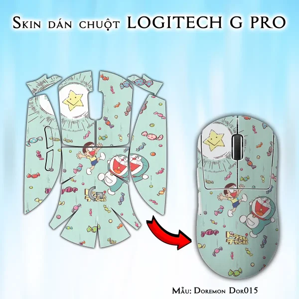 Skin dán chuột Logitech G Pro mẫu Doremon Dor015