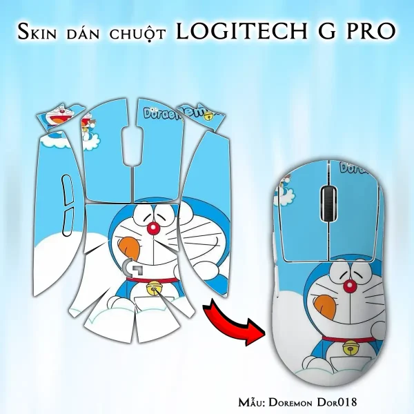 Skin dán chuột Logitech G Pro mẫu Doremon Dor018