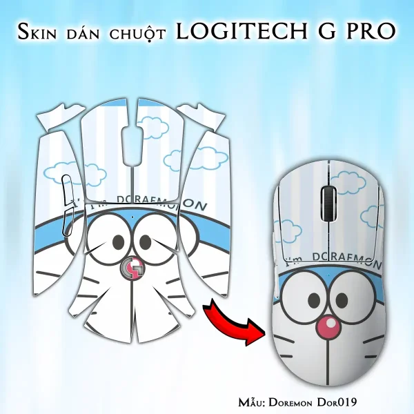 Skin dán chuột Logitech G Pro mẫu Doremon Dor019