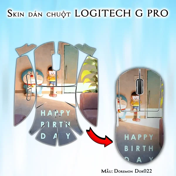 Skin dán chuột Logitech G Pro mẫu Doremon Dor022
