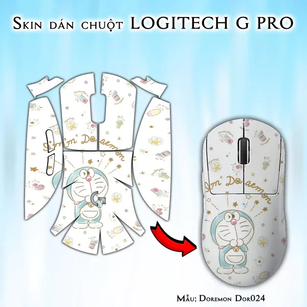 Skin dán chuột Logitech G Pro mẫu Doremon Dor024
