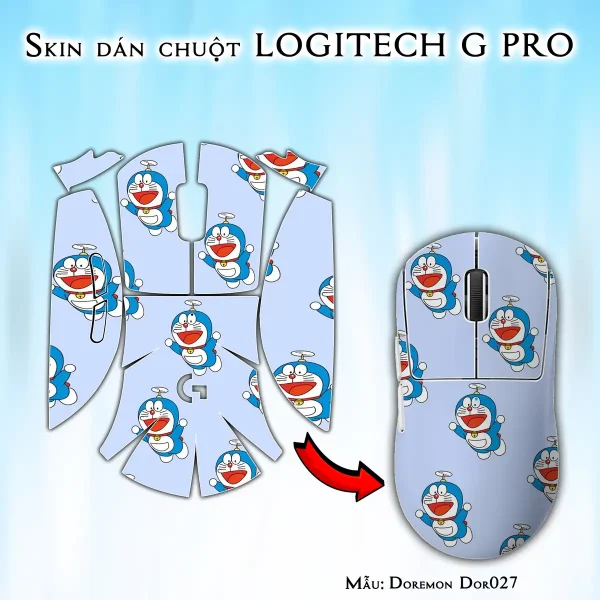 Skin dán chuột Logitech G Pro mẫu Doremon Dor027