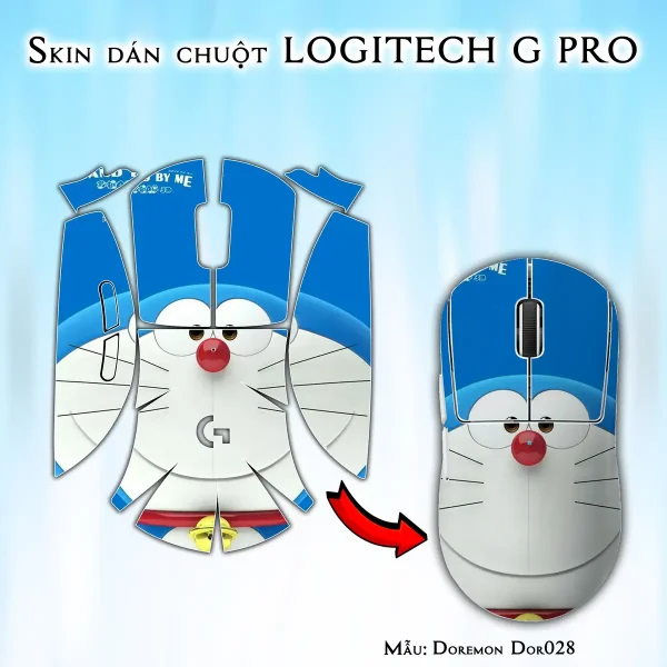 Skin dán chuột Logitech G Pro mẫu Doremon Dor028