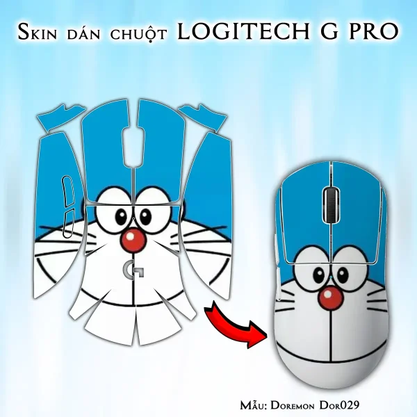 Skin dán chuột Logitech G Pro mẫu Doremon Dor029