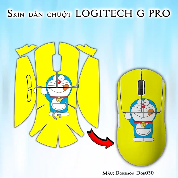 Skin dán chuột Logitech G Pro mẫu Doremon Dor030
