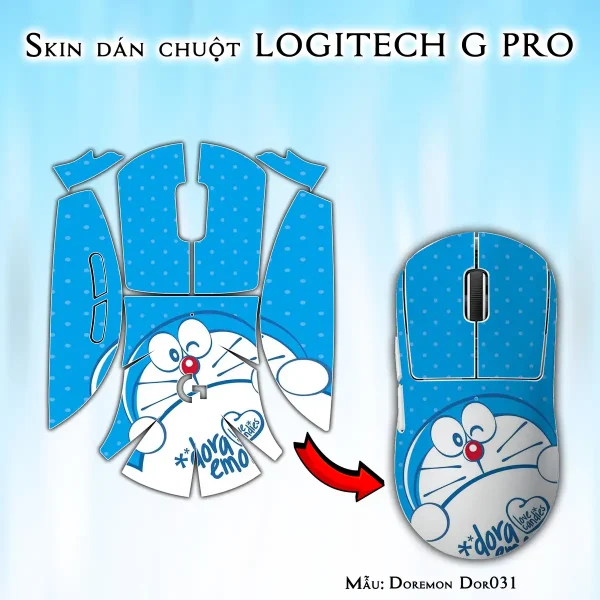 Skin dán chuột Logitech G Pro mẫu Doremon Dor031