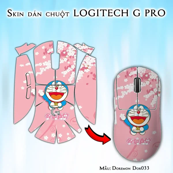 Skin dán chuột Logitech G Pro mẫu Doremon Dor033