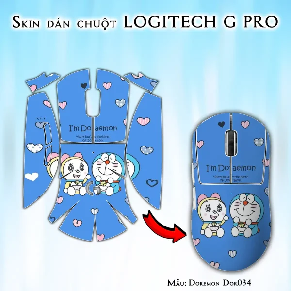 Skin dán chuột Logitech G Pro mẫu Doremon Dor034
