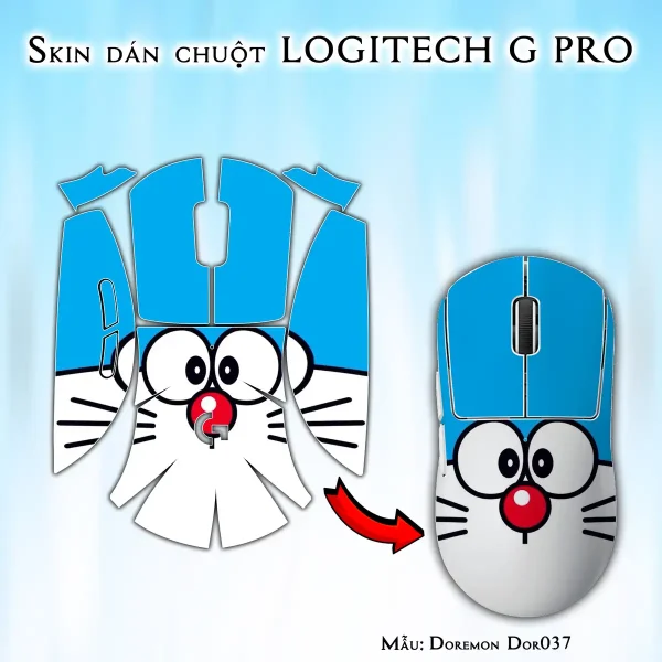Skin dán chuột Logitech G Pro mẫu Doremon Dor037