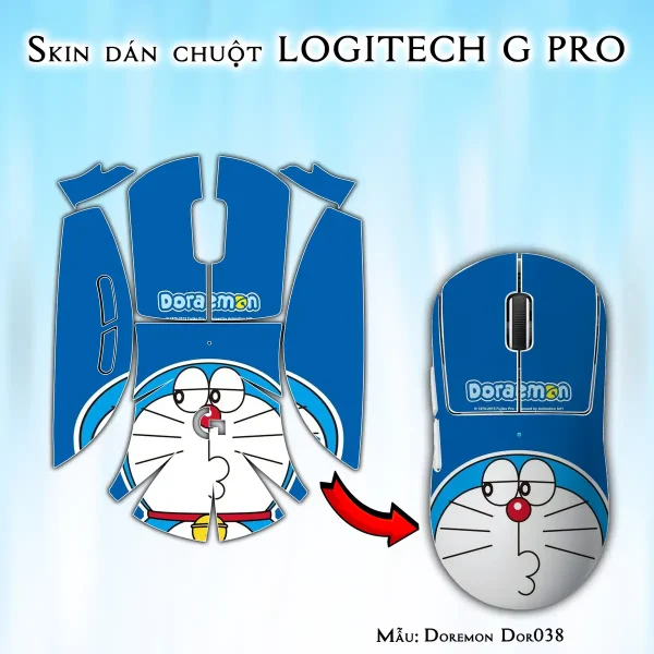 Skin dán chuột Logitech G Pro mẫu Doremon Dor038