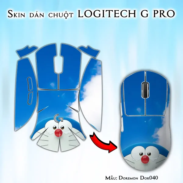 Skin dán chuột Logitech G Pro mẫu Doremon Dor040