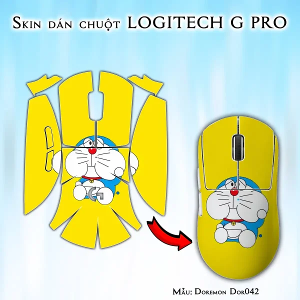 Skin dán chuột Logitech G Pro mẫu Doremon Dor042