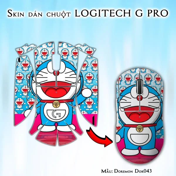 Skin dán chuột Logitech G Pro mẫu Doremon Dor043