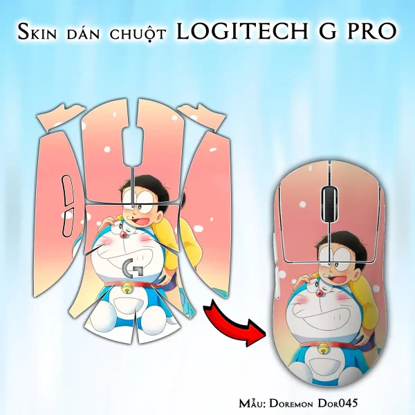 Skin dán chuột Logitech G Pro mẫu Doremon Dor045
