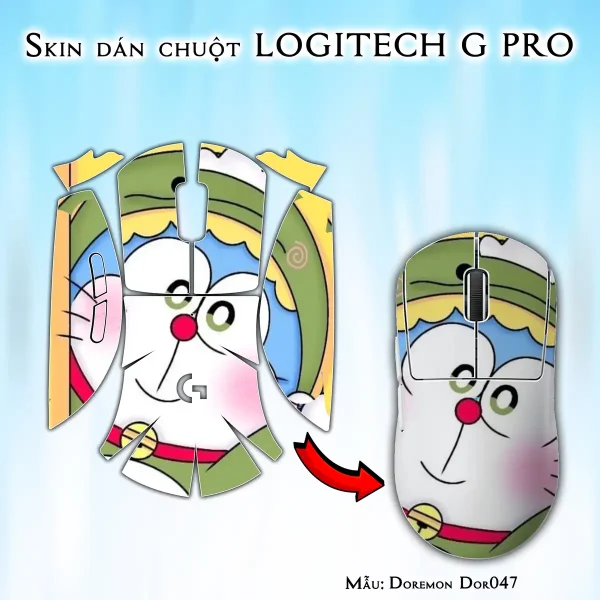 Skin dán chuột Logitech G Pro mẫu Doremon Dor047
