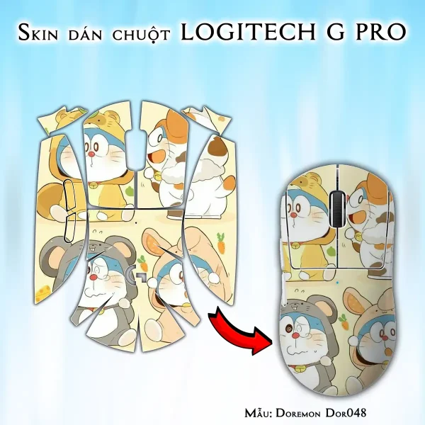 Skin dán chuột Logitech G Pro mẫu Doremon Dor048