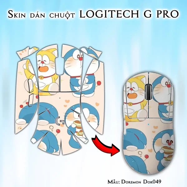 Skin dán chuột Logitech G Pro mẫu Doremon Dor049