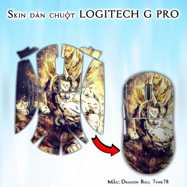 Skin dán chuột Logitech G Pro mẫu Dragon Ball 7vnr78